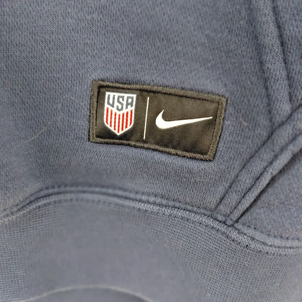 VTG NIKE Hoodie Men Medium Blue USA Soccer Spellout Y2K Center Swoosh Sweatshirt